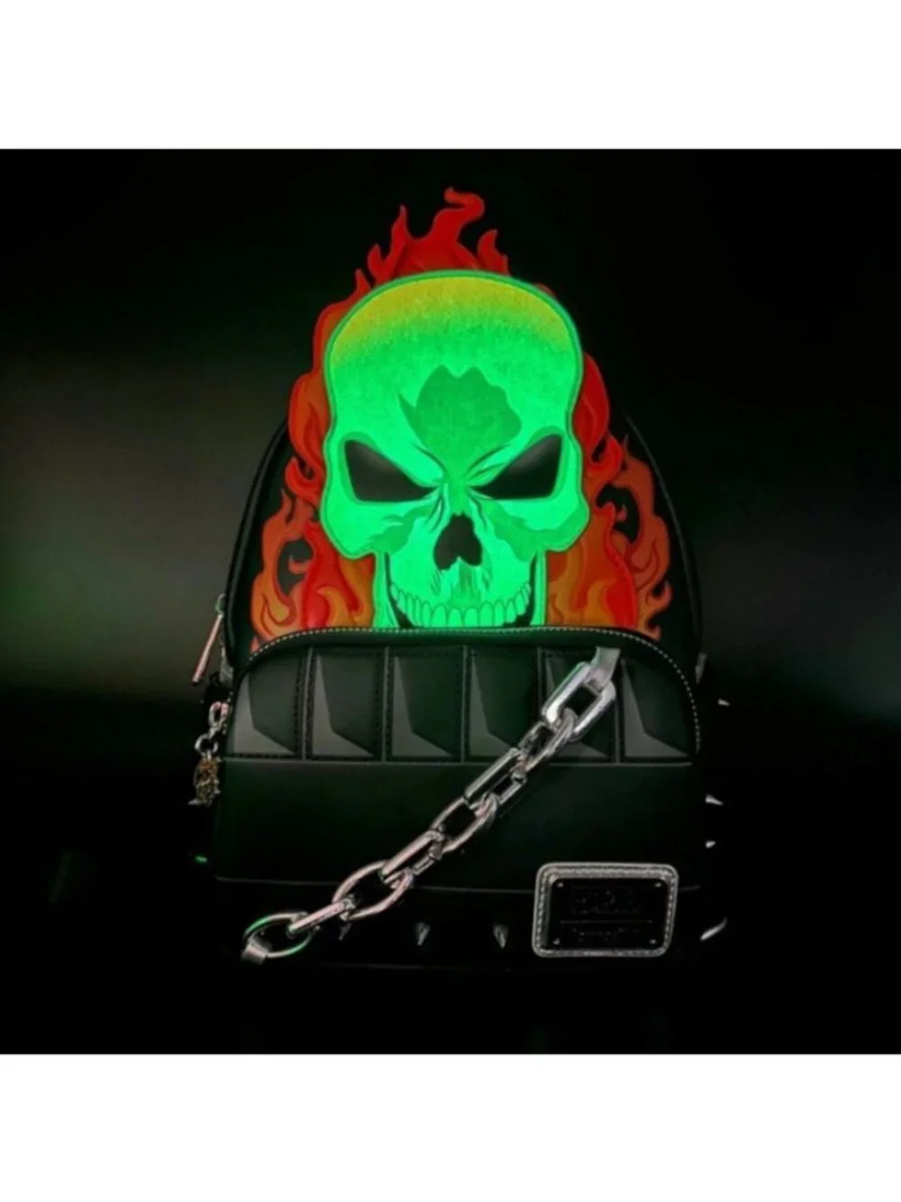Loungefly Marvel Ghost Rider Glow in the Dark Cosplay Mini Backpack Skeleton NWT